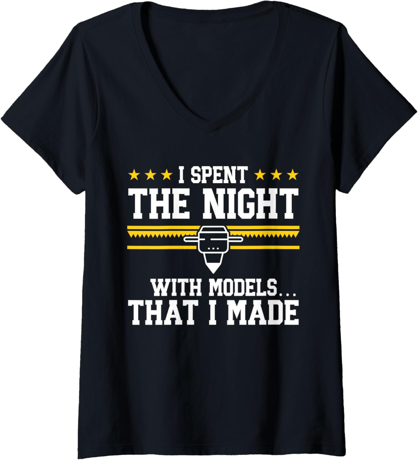 Womens 3D Printer I Spent Night With Models 3D Printing V Neck