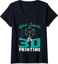 Womens Work Smarter 3D Printing Design Cad Operator V Neck