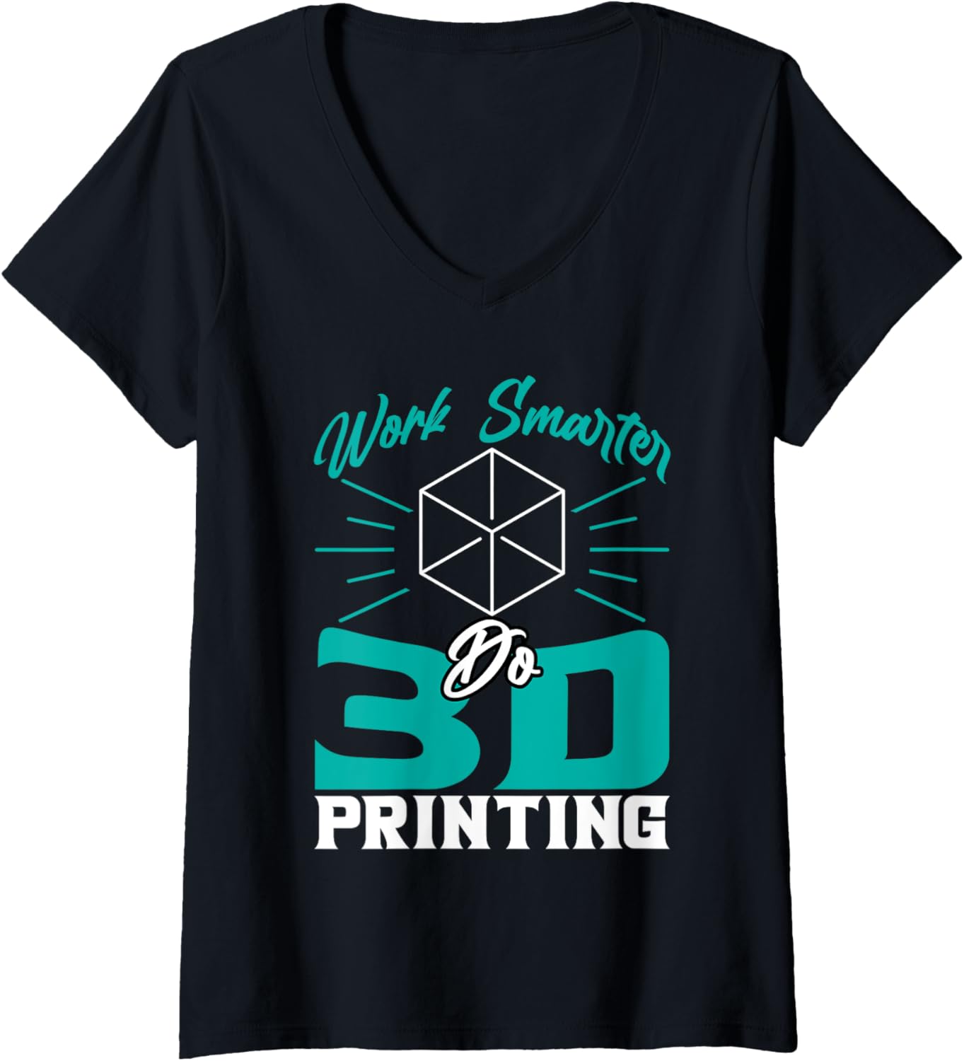 Womens Work Smarter 3D Printing Design Cad Operator V Neck