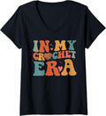 In My Crochet Era Crochet Grandma Mom Crocheting Yarn V-Neck
