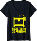 Womens 3D Printer Addicted To 3D Printing Yellow V Neck