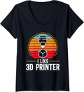 Womens I Like 3D Printer 3D Printing V Neck