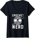 Womens Crochet Nerd Funny Crocheting Yarn Stitches Lover V-Neck