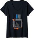 Womens Printer Gorilla Design 3D Printing V Neck