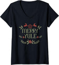 Womens Merry Yule Winter Solstice V Neck