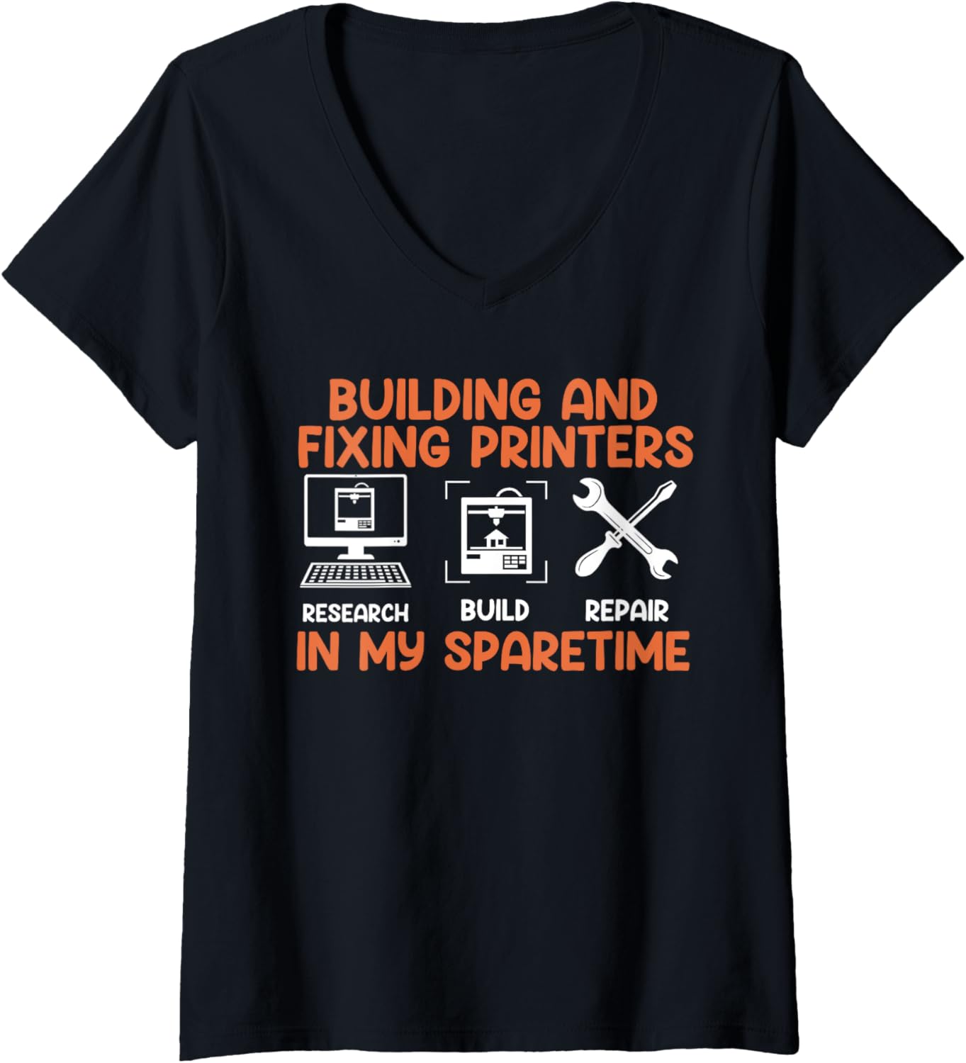 Womens 3D Printing Building Fixing Printers 3 D Print V Neck