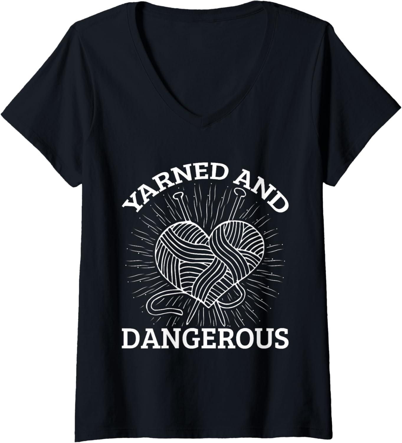 Womens Yarn Collection YARNED AND DANGEROUS Funny Yarn Collector V-Neck