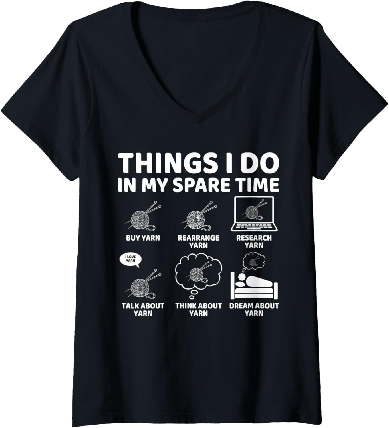 Womens Things I Do in My Spare Time Funny Crochet Crocheting Yarn V-Neck