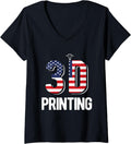 Womens Printing Printer 3D Printer 3D Printing V Neck
