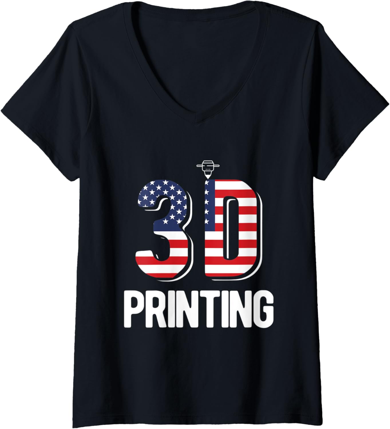 Womens Printing Printer 3D Printer 3D Printing V Neck