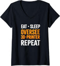 Womens Eat Sleep Oversee 3D Printer Repeat V Neck