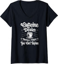 Womens Caffeine Dealer Barista Coffee Maker Baristas V-Neck