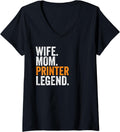 Womens Wife Mom Printer Legend Funny Occupation Office Womens V Neck
