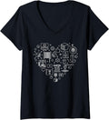 Womens 3D Printing Heart I Love 3D Printers V Neck