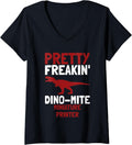 Womens Pretty Freakin Dinomite Miniature Printer V Neck