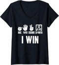 Womens Rock Paper Scissor 3D Printer Funny 3D Printing V Neck