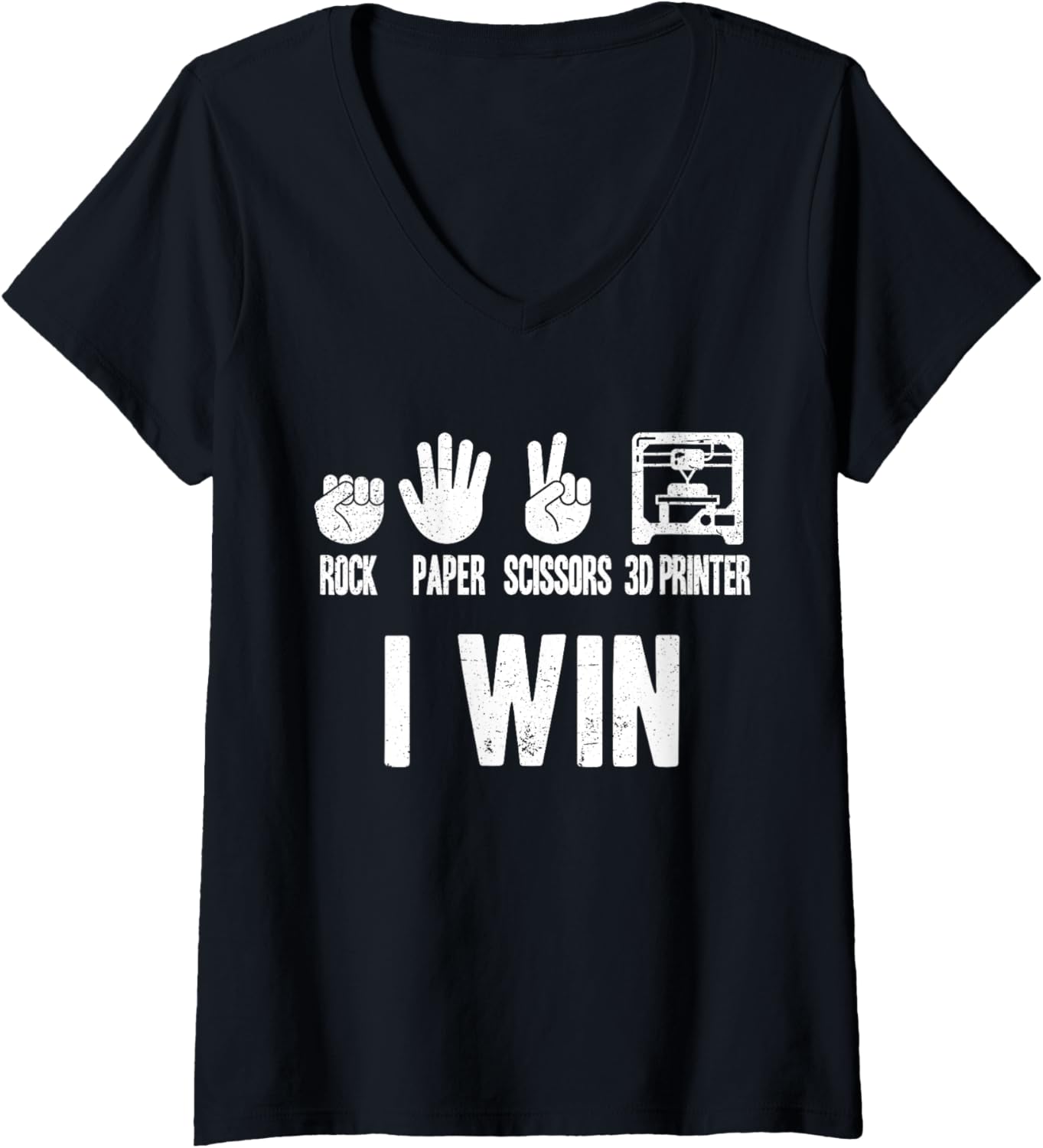 Womens Rock Paper Scissor 3D Printer Funny 3D Printing V Neck
