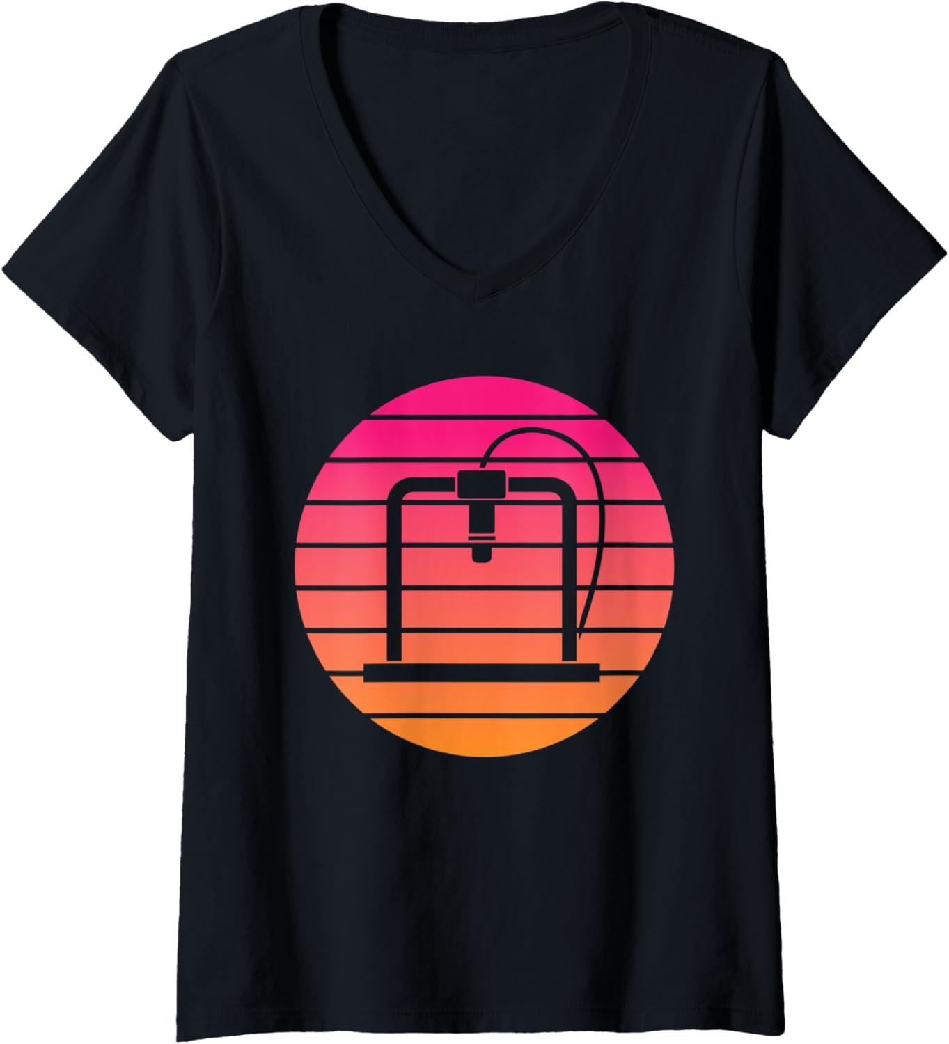 Womens 3D Printer Circle Sunset V Neck
