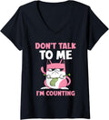 Womens Don't Talk To Me I'm Counting Knitting Yarn Knit Knitter V-Neck