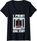 Womens I Print Cool Stuff 3D Printer Funny 3D Printing V Neck