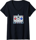 Womens Printer With Stars Design Patriotic 3D Printing V Neck