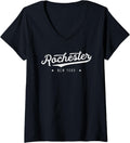 Womens Classic Vintage Retro Rochester New York Usa Novelty V Neck