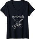 Womens Sewciopath Funny Sewing Yarn Sewist Tools Sew Pun V-Neck