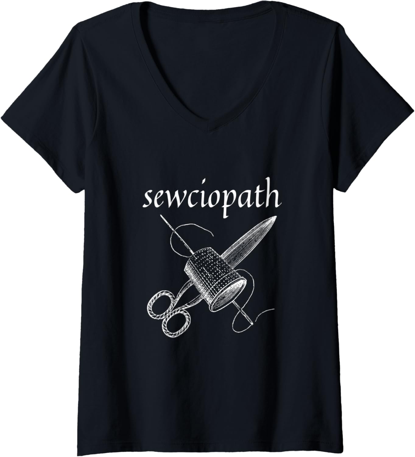 Womens Sewciopath Funny Sewing Yarn Sewist Tools Sew Pun V-Neck