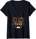 Womens Funny Yarn Lover Knitting Enthusiast Design V-Neck