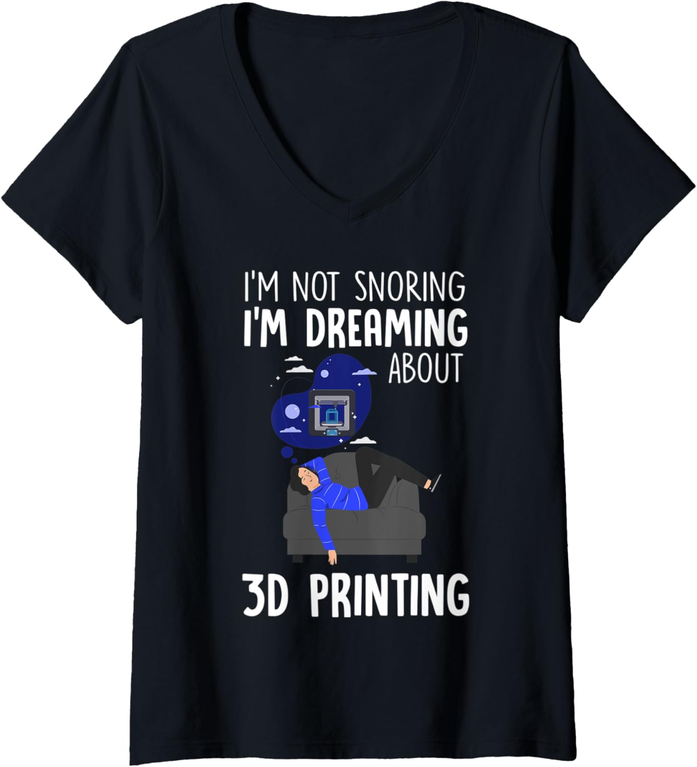 Womens 3D Printing Dreams Funny Printer Artwork Creative Design V Neck