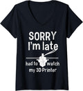 Womens 3D Printer Printing Nerd Technology V Neck