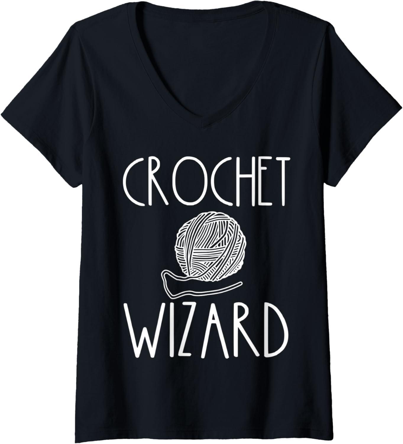 Womens Funny Knitter Crochet Wizard Knitting Saying Yarn Crafter V-Neck