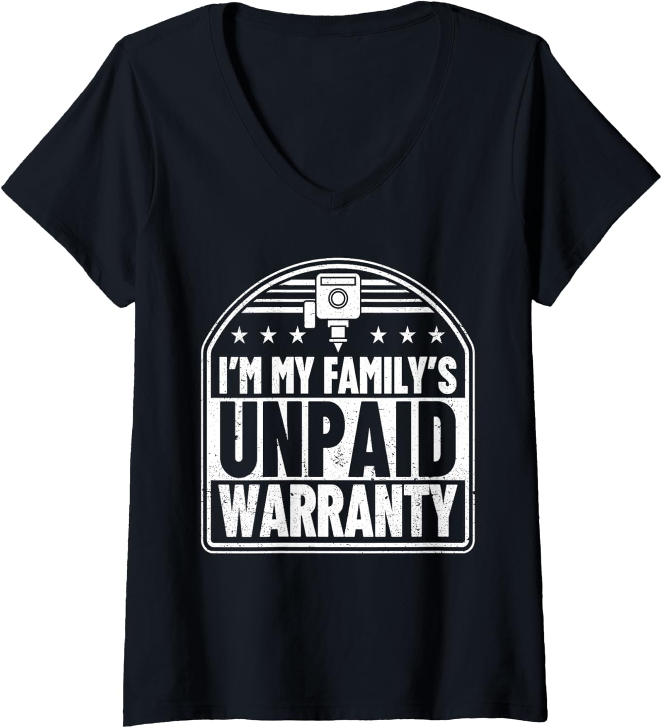 Womens Im My Familys Unpaid Warranty 3D Printing Fun V Neck