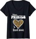 Being A Printer Is Heart Work Love Leopard Valentines Day V Neck