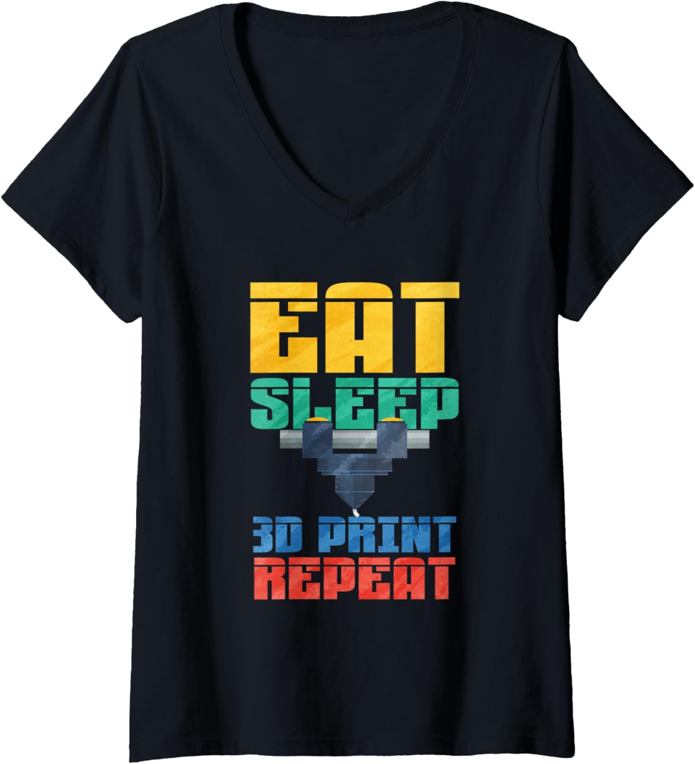Womens Eat Sleep 3D Print Repeat V Neck