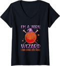 Womens Yarn Wizard I Turn It Into Things Weaving Yarn V-Neck
