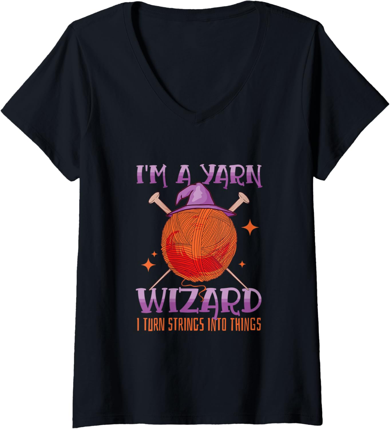Womens Yarn Wizard I Turn It Into Things Weaving Yarn V-Neck