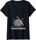 Womens Crochetcrastinator Funny Crochet Hobby Crafters Yarn Life V-Neck