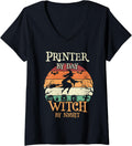Womens Printer By Day Witch By Night Halloween V Neck