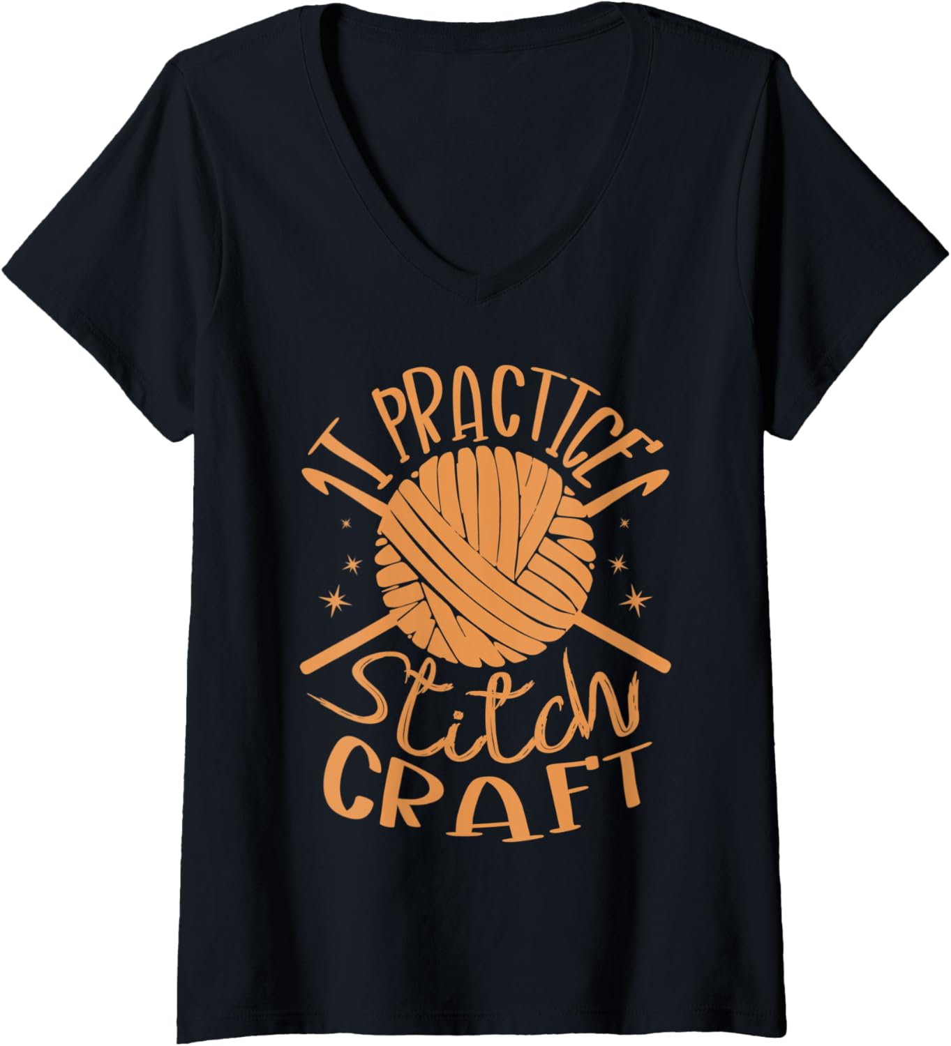 Womens I Practice Stitchcraft Crochet Crocheting Yarn Collector V-Neck
