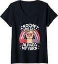 Womens Crochet, You Say Alpaca My Yarn V-Neck