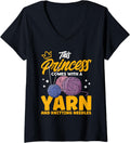 Womens Knitting Knitter Princess With Yarn V-Neck