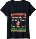 Santa Try To Be A Good Printer Operator Funny Christmas V Neck
