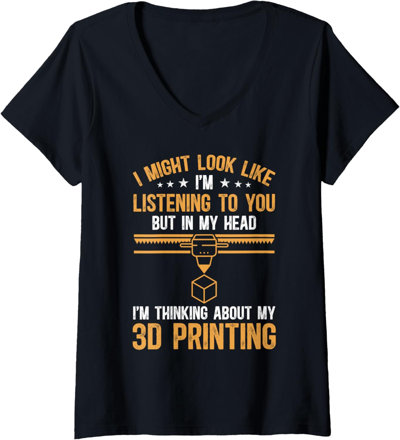 Womens 3D Printer Thinking About 3D Printing V Neck