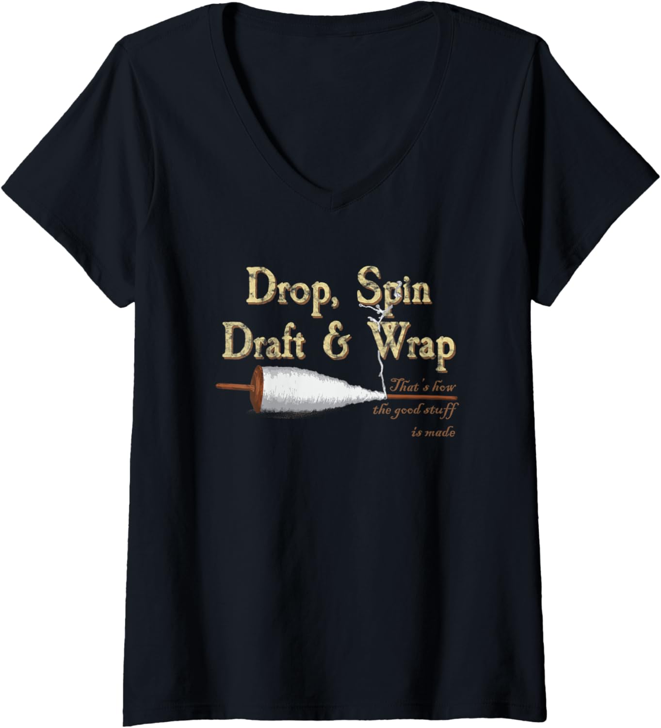 Womens Drop spindles for spinning wool; how the good yarn is made V-Neck