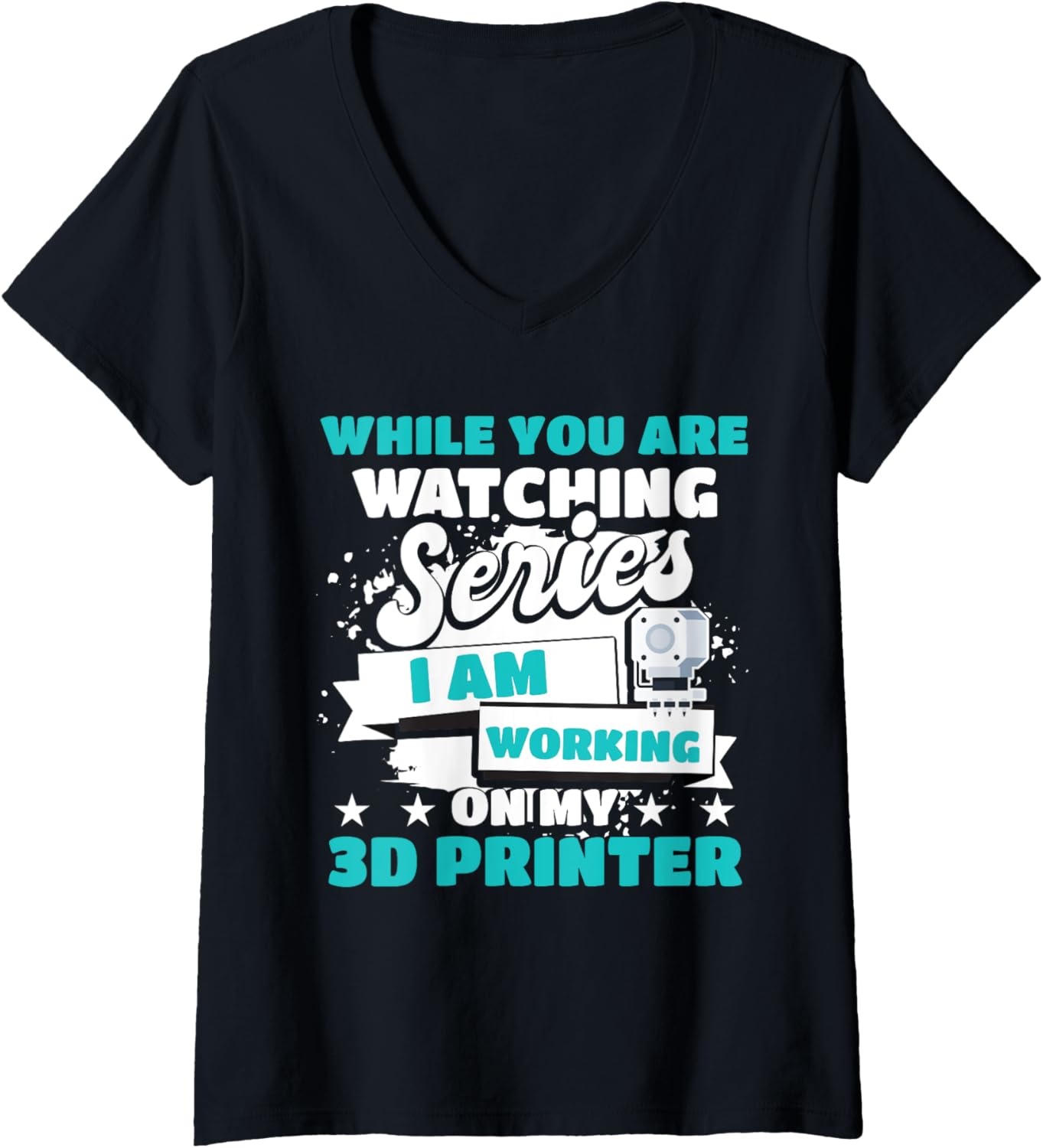Womens 3D Printing Geek Filament 3D Scan Digital Print Tech V Neck