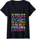 Womens I Need to cut down on Yarn Colors Crochet Women Crocheting V-Neck