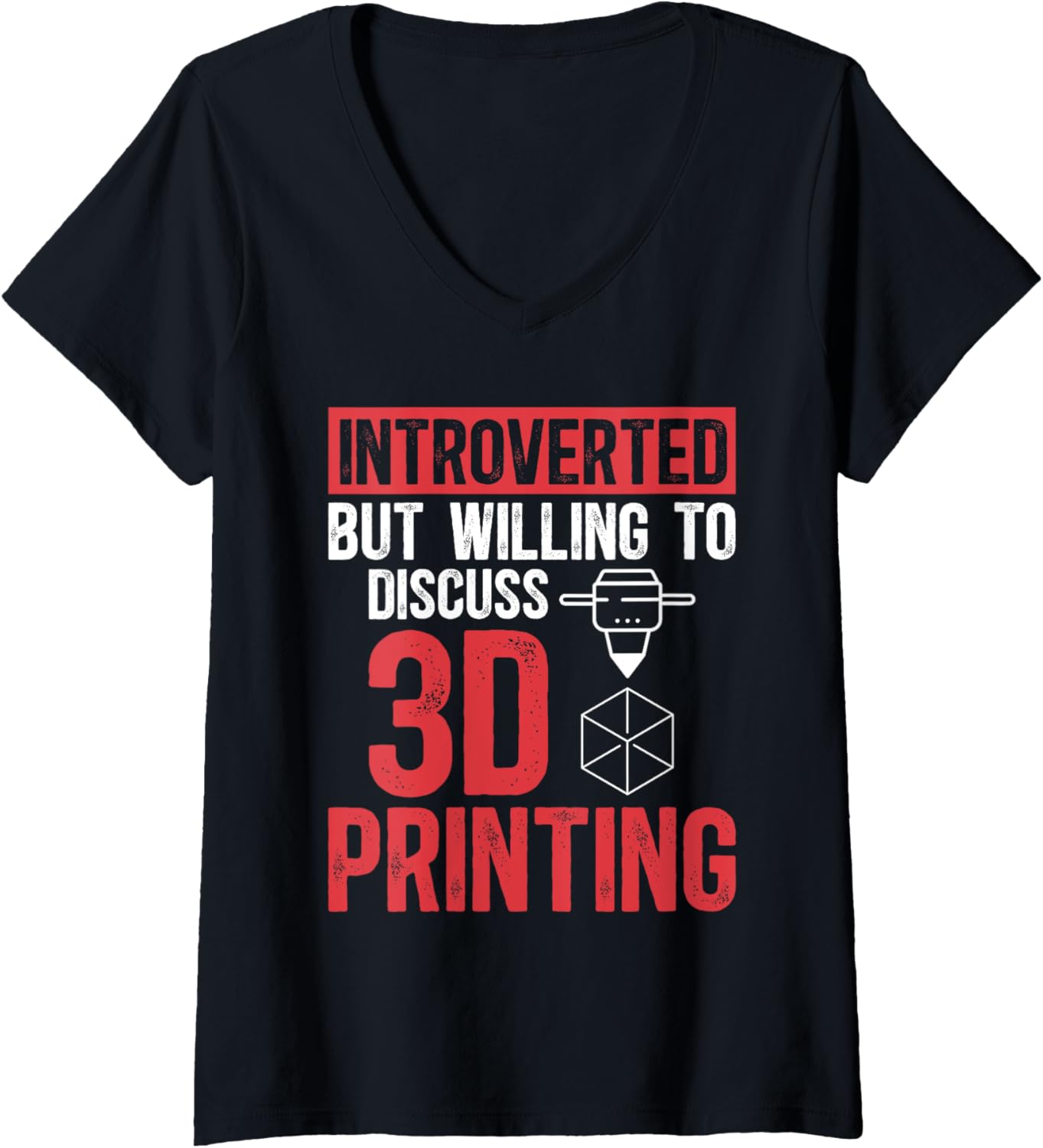 Womens 3D Printer Introvert 3D Printing V Neck