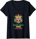 Womens Printer Mardi Gras Vibes V Neck
