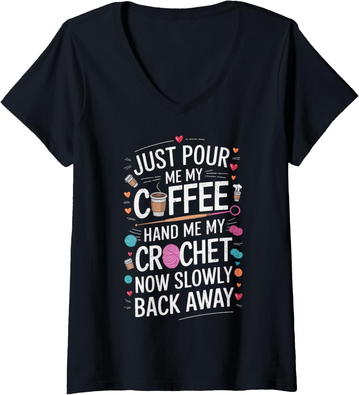 Womens Crochet Lover Hand Me My Crochet Club Yarn Lover Yarn Addict V-Neck
